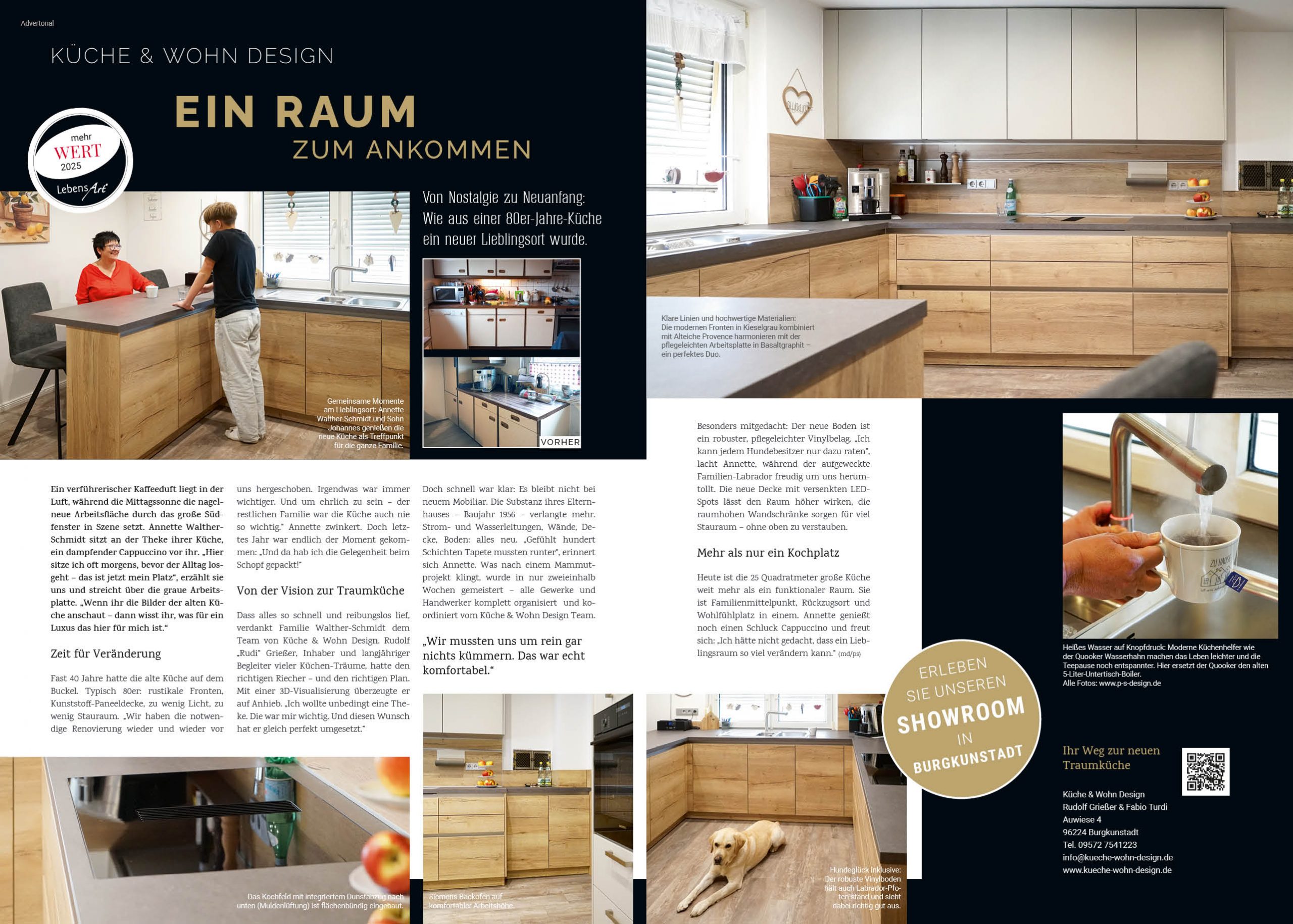 Doppelseite vom Lebensartmagazin mit dem Artikel – Ein Raum zum Ankommen.