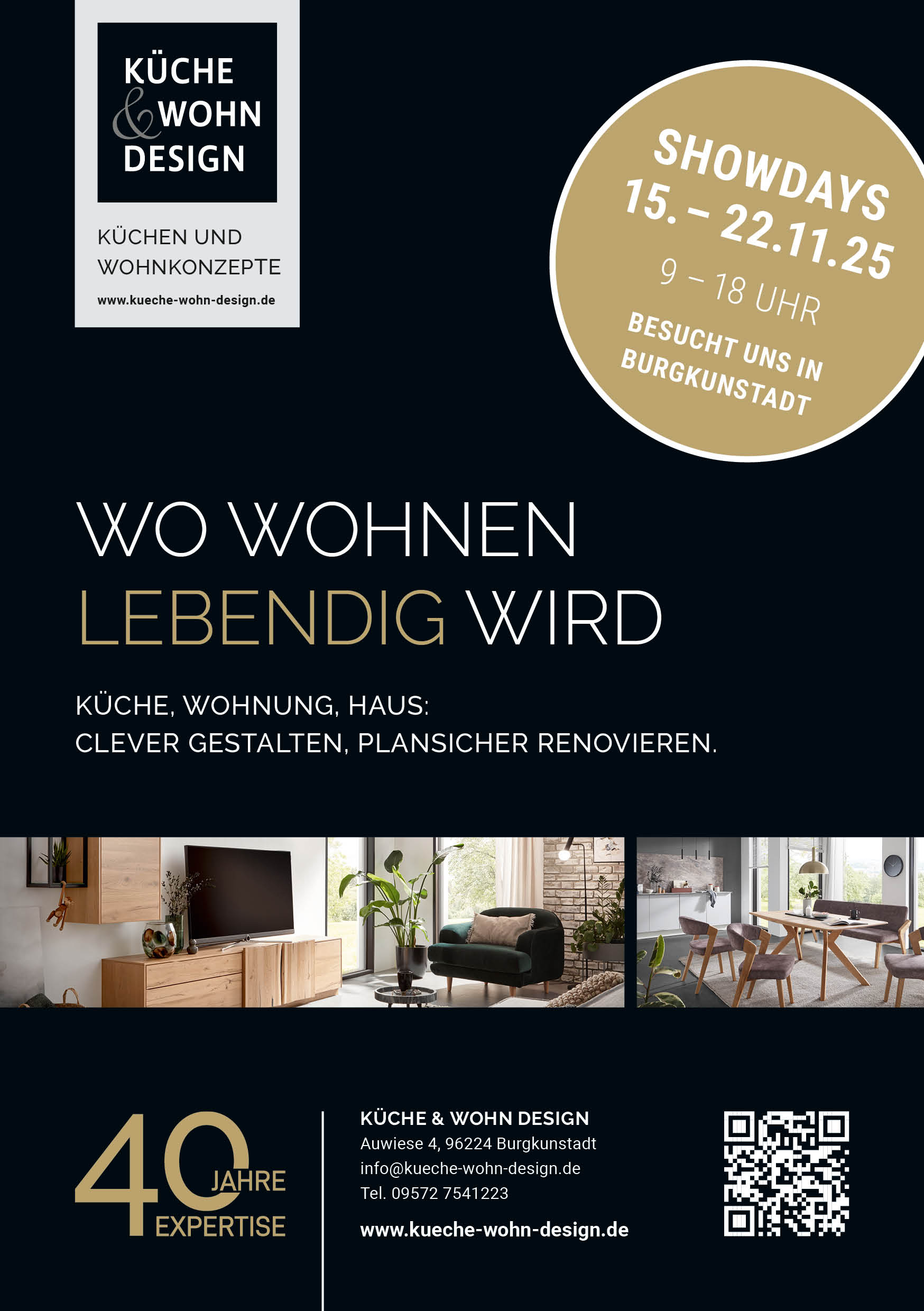 Vorderseite des Flyers für die Showdays von Küche & Wohn Design.